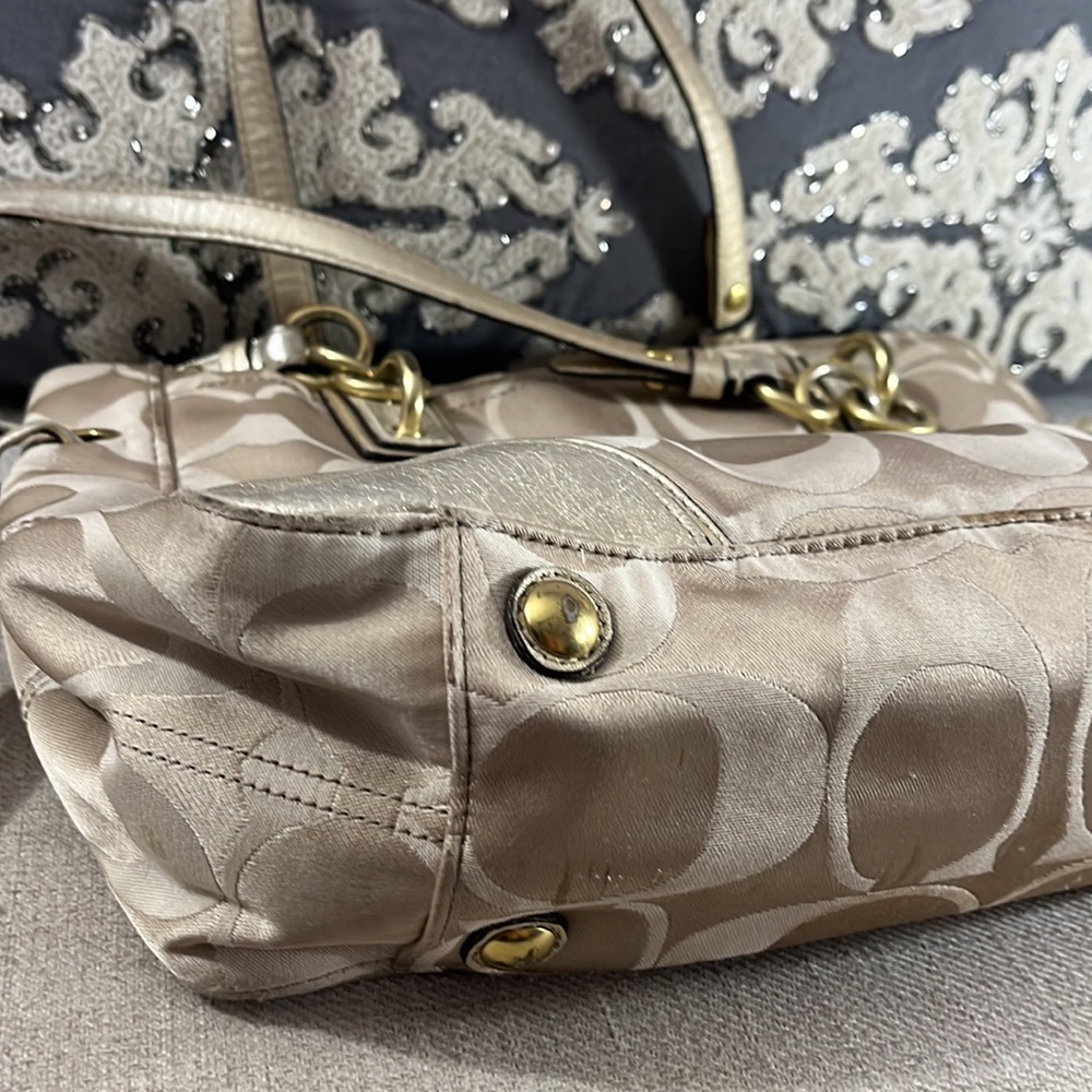 Coach Gold Metallic Colette Signature Canvas Shoulder Bag - Picture 5 of 16